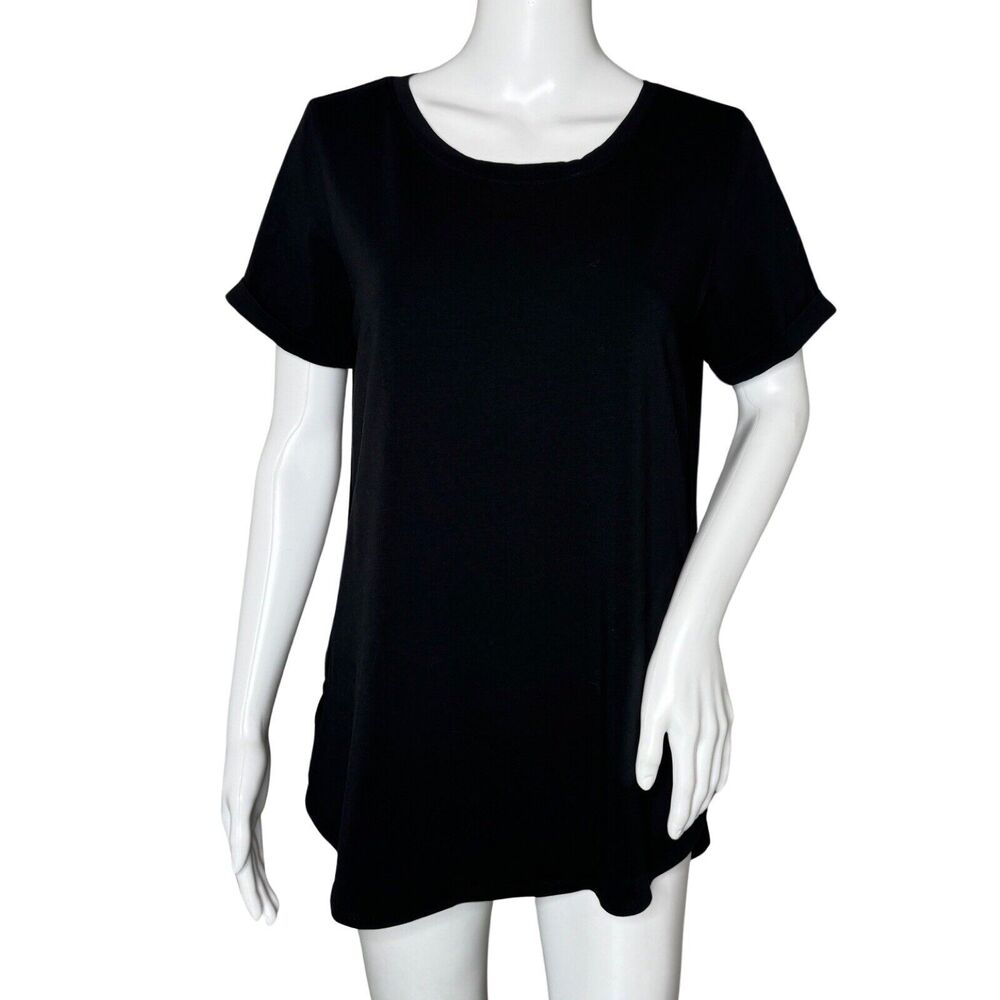 Soft Surroundings Shirt‎ Womens Medium Black Tunic Top Basic Neutral Minimalist